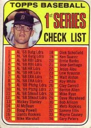 1969 Topps Baseball Cards      057      Checklist 1/Denny McLain